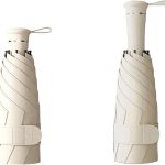 Mini Folding Travel Umbrella with Built-in Hidden Telescoping Handle,Teflon Coating, UPF 50+,UV Protection,Compact Lightweight Portable,6 Ribs Design,Small,Sun/Rain,Women/ Kids/Girls,Backpack Car