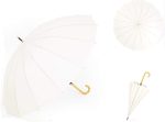 Bamboo Stick Umbrella Auto Open Solid Color Fashionable and Simple 190T 16 Ribs,KS08 - Image 2