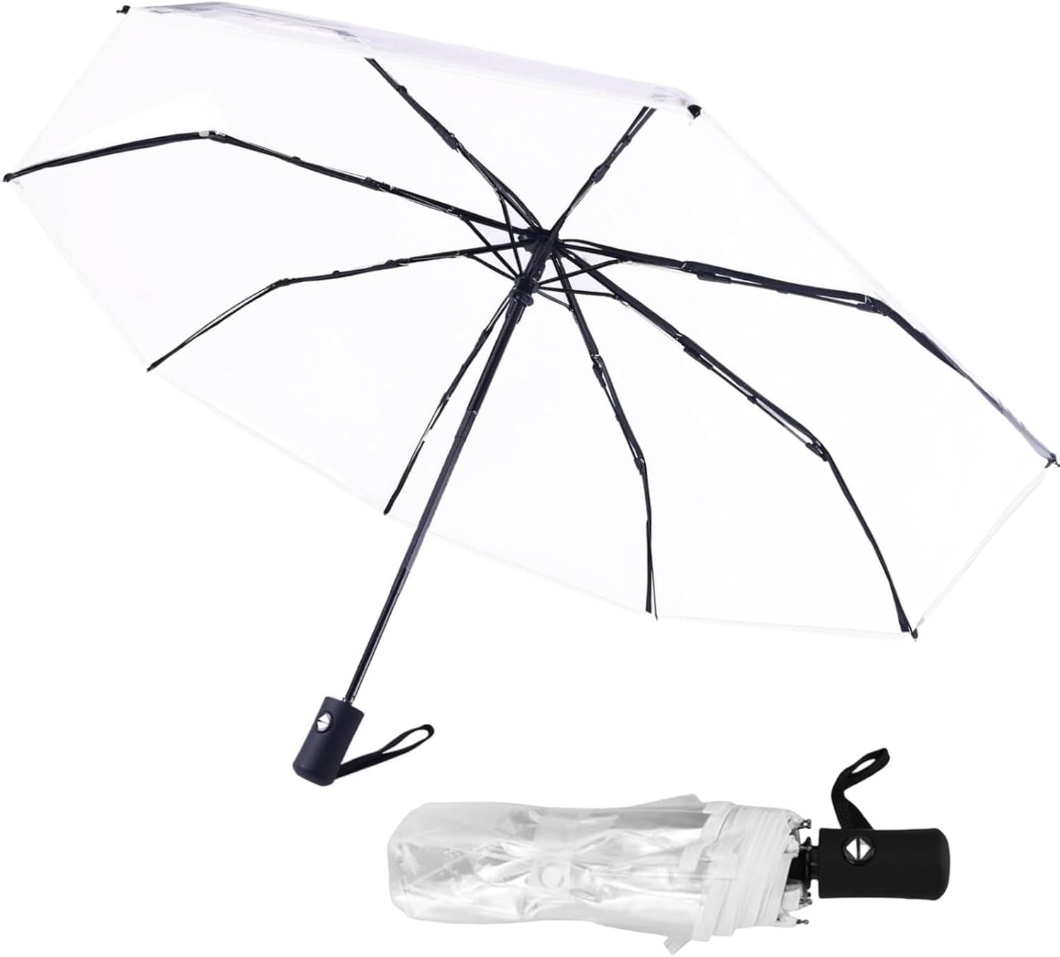51TcO1mzk9L._AC_SL1500_.jpg Clear Umbrellas for Rain Adult, Clear Wedding Umbrellas,Transparent Umbrella Automatic Folding Umbrella Compact - Image 1