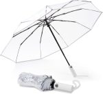 42 Inch Clear Travel Umbrella Windproof, Automatic Open and Close Transparent Foldable Compact Umbrella for Rain, Wedding and Large Rain Use, Clear Canopy for Women Men