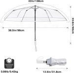 42 Inch Clear Travel Umbrella Windproof, Automatic Open and Close Transparent Foldable Compact Umbrella for Rain, Wedding and Large Rain Use, Clear Canopy for Women Men - Image 2