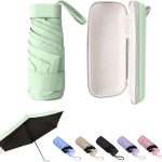 Mini Umbrella with Case – Lightweight Folding Compact Travel Accessory, Small Sun Umbrella UV Protection for Girls, Kids & Adults, Fits in Purse Pocket Backpack