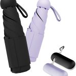 Travel Mini Umbrella Compact Small & Lightweight, UV Rain Protection, Pocket-Sized Folding Umbrellas with Quickdraw & Case for Men Women & Kids Backpack