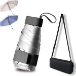 Mini Umbrella for Travel Compact Folding Windproof, Lightweight Pocket Size for Backpack/Purse - UPF 50+ Sun & Rain Protection with Case & Adjustable Shoulder Straps- Manual Open for Women, Men, Kids