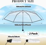2 Pcs Clear Umbrella Transparent Portable Umbrella Compact Foldable Umbrella Manual Open Close Folding Umbrellas for Wedding Travel, Dating - Image 2