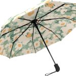 Automatic Auto Open Close Compact Printed Travel Umbrella for Rain Water-Resistant Mini Small Size Lightweight Folding Umbrella
