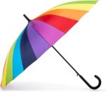 Large  Auto-Open 24 Rib Stick Umbrella with a Classic J Hook Curved Handle and water repellant