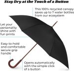 Auto Open Umbrella Classic Wooden J Stick Handle with Easy Grip - Windproof, Rainproof and Durable y Design – Versatile Travel, Perfect for Rainy Days - Image 2