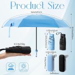 2 Pack Mini Travel Folding Umbrella for Purse with Case UPF 50+ Sun Protection Small Compact Pocket Umbrella Tiny Lightweight Bumbersoll for Women Men Gifts Fit Purse Backpack Wallet - Image 2