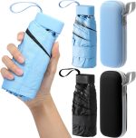 2 Pack Mini Travel Folding Umbrella for Purse with Case UPF 50+ Sun Protection Small Compact Pocket Umbrella Tiny Lightweight Bumbersoll for Women Men Gifts Fit Purse Backpack Wallet