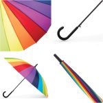 Large  Auto-Open 24 Rib Stick Umbrella with a Classic J Hook Curved Handle and water repellant - Image 2