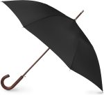 Auto Open Umbrella Classic Wooden J Stick Handle with Easy Grip - Windproof, Rainproof and Durable y Design – Versatile Travel, Perfect for Rainy Days