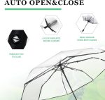 Clear Umbrellas for Rain Adult, Clear Wedding Umbrellas,Transparent Umbrella Automatic Folding Umbrella Compact - Image 2