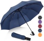 Travel Umbrella Compact - 10 Ribs Portable Collapsible Umbrellas for Rain Windproof -  Automatic Small Folding Umbrella Lightweight Packable Umbrella for Women Men