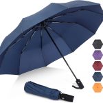 Travel Umbrella Compact - 10 Ribs Portable Collapsible Umbrellas for Rain Windproof -  Automatic Small Folding Umbrella Lightweight Packable Umbrella for Women Men