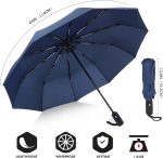 Travel Umbrella Compact - 10 Ribs Portable Collapsible Umbrellas for Rain Windproof -  Automatic Small Folding Umbrella Lightweight Packable Umbrella for Women Men - Image 2